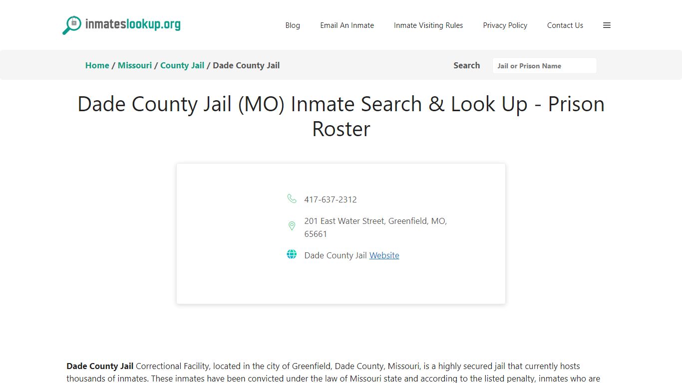 Dade County Jail (MO) Inmate Search & Look Up - Prison Roster